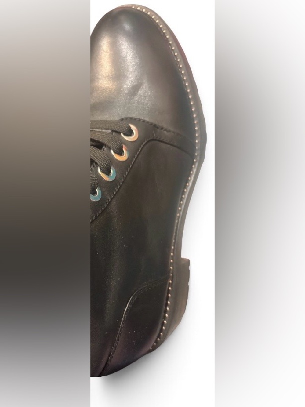 ZARA Black Combat Moto Boots Women’s Size 7 | Lace-Up Side Zip Lug Sole - Picture 9 of 9